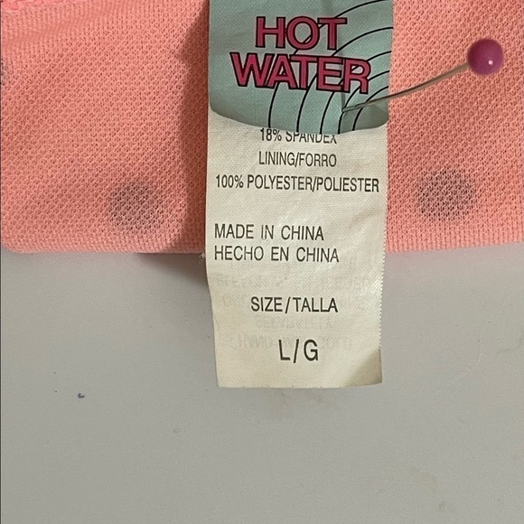 Hot water junior sz. bikini top is small  bottom is lg melon with gray dots - Picture 12 of 12